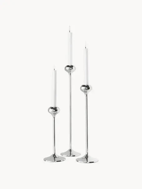Set 3 candelabri Rakel, Alluminio rivestito, Argentato, Set in varie misure