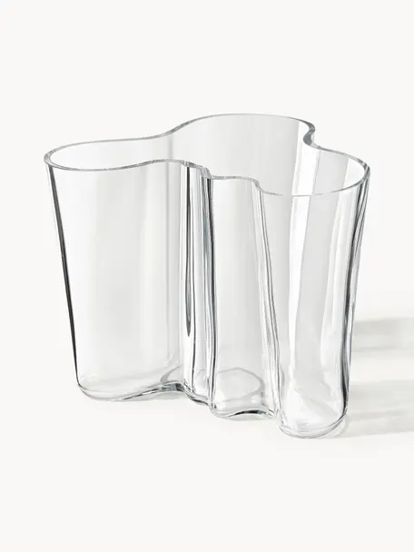 Jarrones soplados artesanalmente Alvar Aalto, 2 uds., Vidrio soplado artesanalmente, Transparente, Set de diferentes tamaños