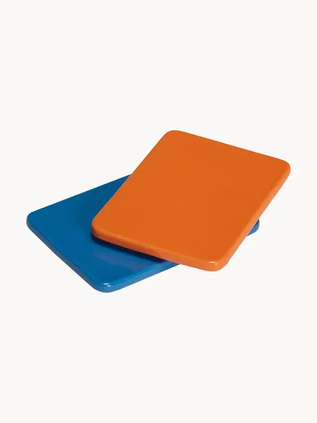 Súprava servírovacích taniérov Amare, 2 ks, Kamenný prášok, Modrá, oranžová, Š 15 x V 10 cm