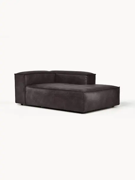 Chaise longue hoekmodule Lennon van gerecycled leer, Bekleding: gerecycled leer (70% leer, Frame: massief hout, multiplex, Poten: kunststof Dit product is , Leer taupe, B 119 x D 180 cm, hoekdeel rechts