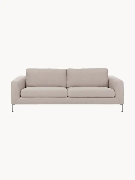 Sofa Cucita (3-Sitzer), Bezug: Webstoff (100% Polyester), Gestell: Massives Kiefernholz, FSC, Füße: Metall, lackiert, Webstoff Hellbeige, B 228 x T 94 cm