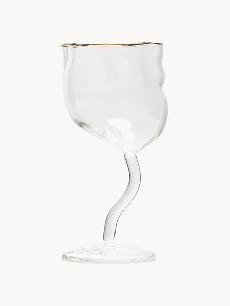 Bicchiere da vino con decoro oro Classic On Acid, Bordo: oro, Trasparente, Ø 9 x Alt. 17 cm,  250 ml