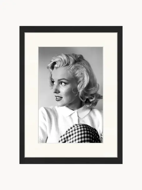 Impression numérique encadrée Marilyn Monroe, Noir, blanc, larg. 33 x haut. 43cm