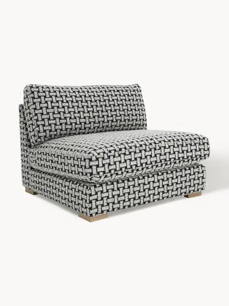 Bouclé loungefauteuil Stories, Bekleding: 50% polyester, 50% katoen, Frame: dennenhout, multiplex, Geweven stof zwart, wit, B 93 x D 91 cm