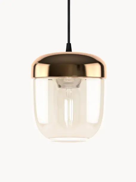 Malá závesná lampa zo skla Acorn, Odtiene medenej, odtiene jantárovej, Ø 14 x V 16 cm