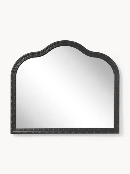 Specchio da parete barocco Muriel, Cornice: legno massiccio rivestito, Retro: pannello di fibra a media, Superficie dello specchio: lastra di vetro, Nero, Larg. 90 x Alt. 77 cm