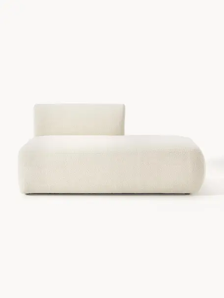 Pouf componibile in teddy Sofia, Rivestimento: teddy (100% polipropilene, Struttura: legno di abete rosso, tru, Piedini: plastica Il materiale uti, Teddy bianco latte, Larg. 159 x Prof. 103 cm, schienale a sinistra