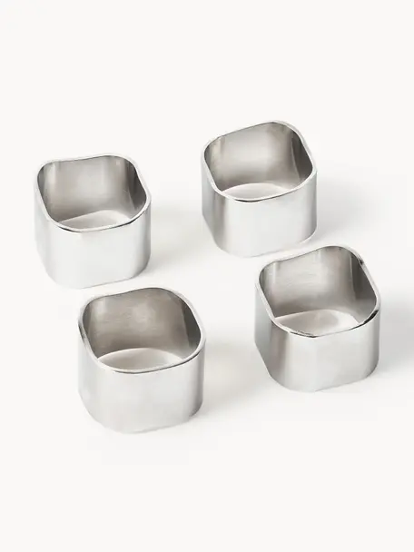 Serviettenringe Cuff, 4 Stück, Metall, Silberfarben, B 5 x H 4 cm