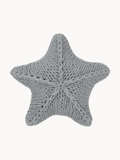 Coussin étoile grosse maille Sparkle, Gris clair, larg. 45 x long. 45 cm