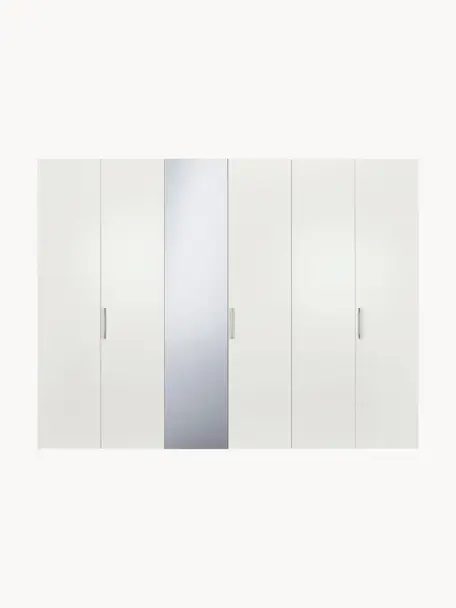Drehtürenschrank Madison 6-türig mit Spiegeltür, inkl. Montageservice, Korpus: Holzwerkstoffplatten, lac, Weiß, mit Spiegeltür, B 302 x H 230 cm