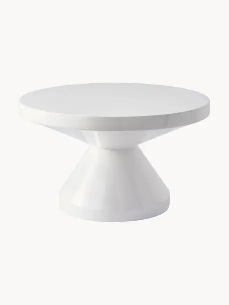 Kulatý konferenční stolek Zig Zag, Lakovaná umělá hmota, Bílá, Ø 60 cm