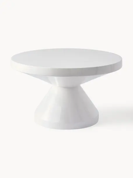 Okrúhly konferenčný stolík Zig Zag, Plast, lakovaný, Biela, Ø 60 cm