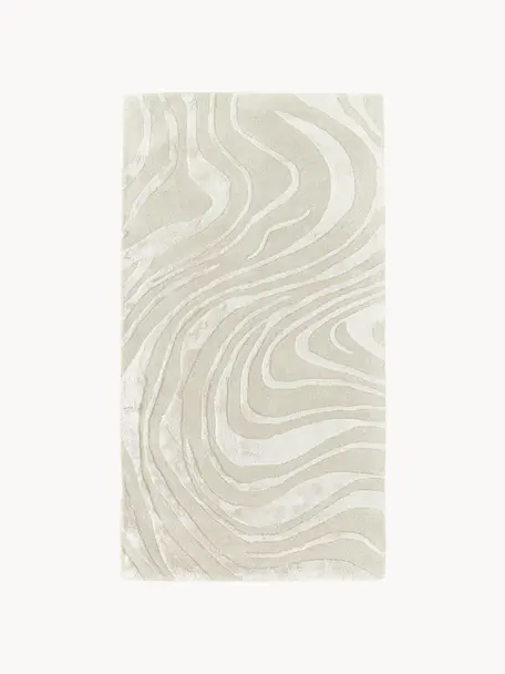 Alfombra artesanal texturizada de pelo corto Winola, Parte superior: 51% viscosa, 49% lana, Off White, An 200 x L 300 cm (Tamaño L)
