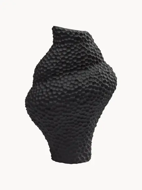 Vase design de forme organique Isla, Céramique, Noir, larg. 22 x prof. 32 cm