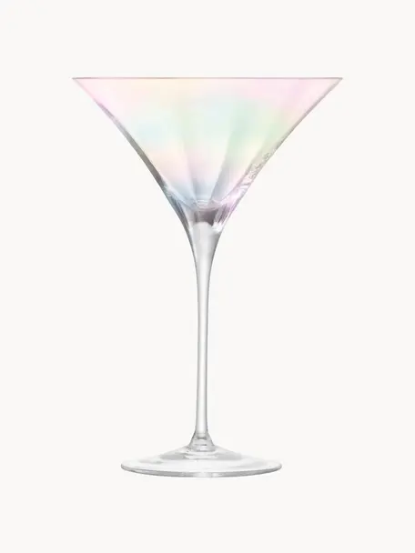 Kieliszek do martini ze szkła dmuchanego Pearl, 2 szt., Szkło, Transparentny, opalizujący, Ø 14 x W 20 cm, 300 ml