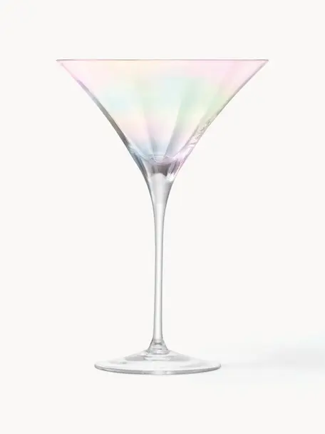 Copas martini de vidrio soplado artesananalmente Pearl Perlmuttglanz, 2 uds., Vidrio, Transparente iridiscente, Ø 14 x Al 20 cm, 300 ml