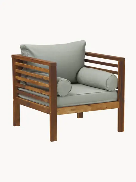 Tuin loungefauteuil Bo, Frame: massief geolied acaciahou, Donker hout,grijs, B 72 x H 64 cm