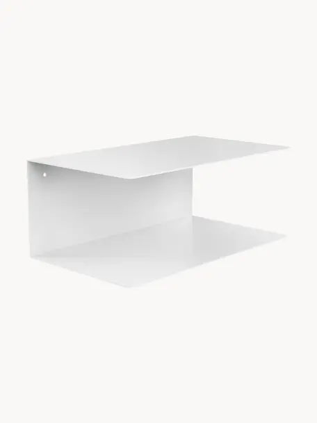 Ścienny stolik nocny z metalu Neptun, 2 szt., Metal malowany proszkowo, Biały, S 35 x W 14 cm