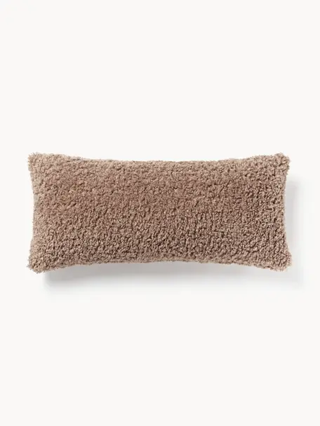 Housse de coussin en tissu peluche Dotty, 100 % polyester (tissu peluche), Nougat, larg. 30 x long. 70 cm