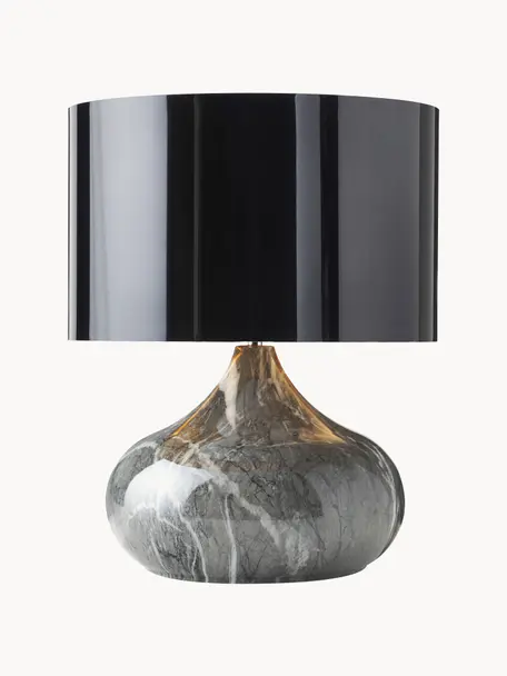 Tischlampe Mamo in Marmoroptik, Lampenschirm: Kunststoff, Schwarz, Grau, Marmoroptik, Ø 31 x H 38 cm