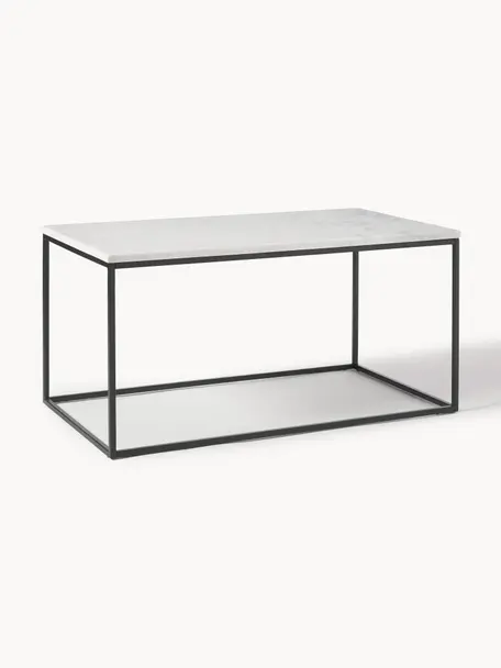 Mesa de centro de mármol Alys, Tablero: mármol, Estructura: metal con pintura en polv, Mármol blanco, negro, An 80 x F 45 cm