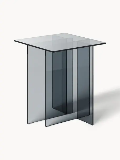 Glazen bijzettafel Anouk, Glas, Grijs, transparant, B 42 x H 50 cm