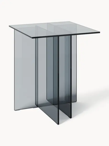 Table d'appoint en verre Anouk, Verre, Gris, transparent, larg. 42 x haut. 50 cm