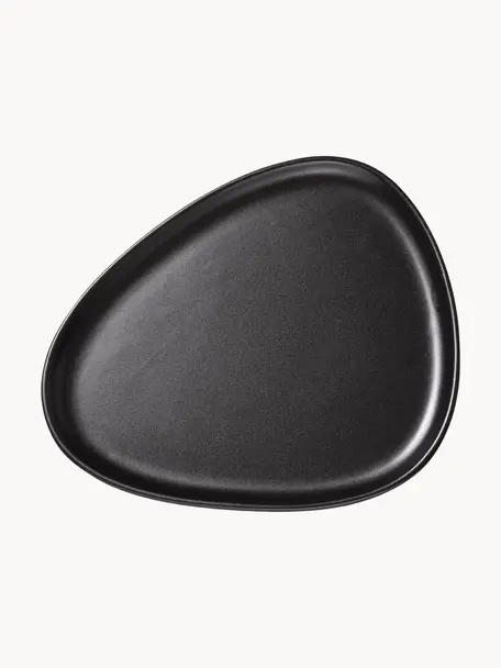 Ručně vyrobené mělké talíře Monaco in bílá, 4 ks, Kamenina, Černá, Š 26 cm, D 30 cm