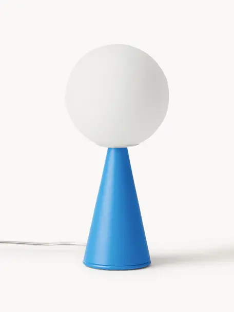 Malá stolní lampa Bilia, ručně vyrobená, Bílá, modrá, Ø 12 cm, V 26 cm