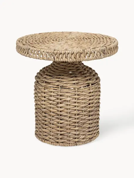 Okrúhly ratanový odkladací stolík Camo, Ratan, Béžová, Ø 47 x V 47 cm