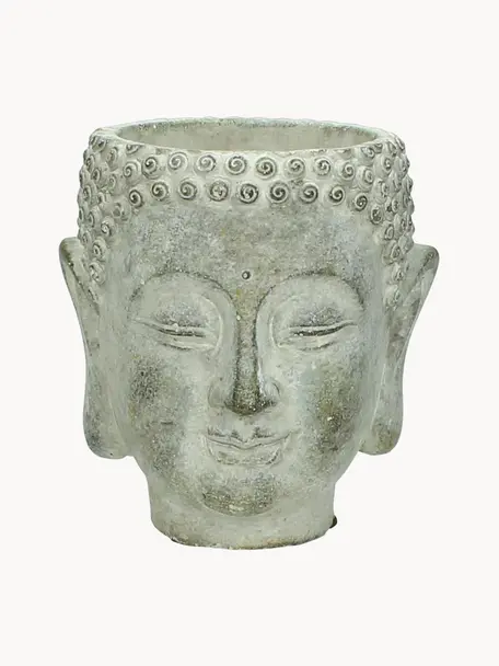 Portavaso viso di design in cemento Head, Cemento, Grigio, Larg. 13 x Alt. 14 cm