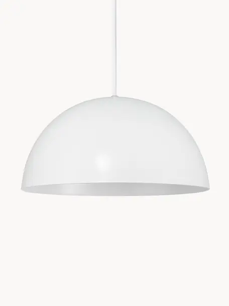 Scandi hanglamp Ellen, Lampenkap: gecoat metaal, Wit, Ø 30 x H 15 cm
