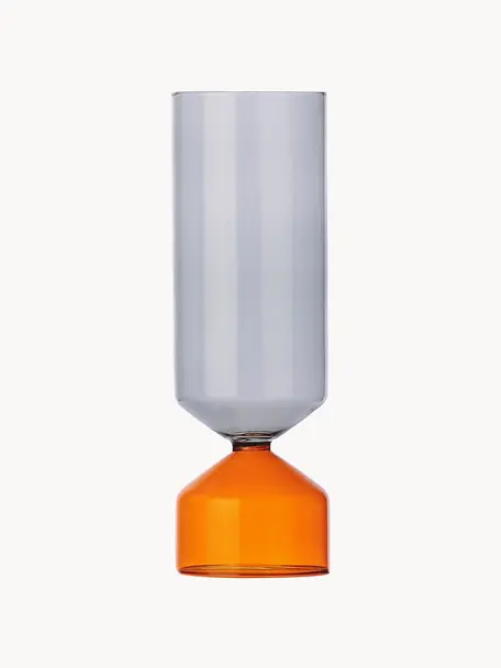 Handgefertigte Vase Bouquet, Borosilikatglas, Orange, Grau, transparent, Ø 9 x H 28 cm