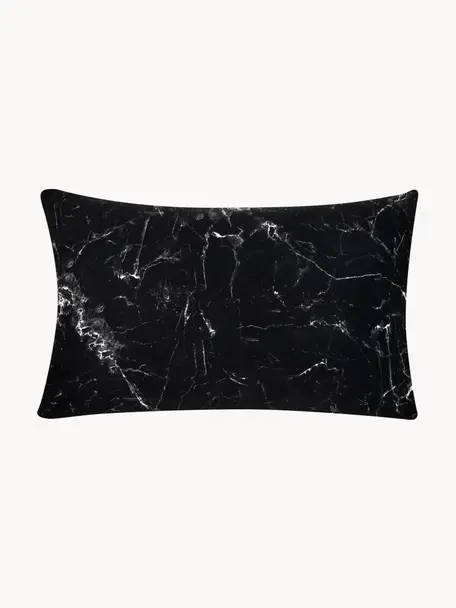 Funda de almohada Malin, 45 x 85 cm, Negro estampado mármol, An 45 x L 85 cm