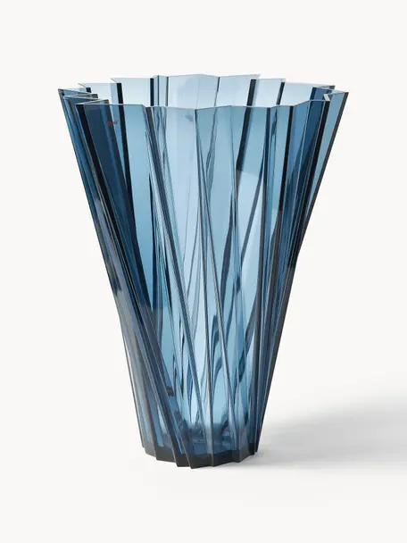 Vaso grande Shangai, alt. 44 cm, Vetro acrilico, Blu trasparente, Ø 35 x Alt. 44 cm