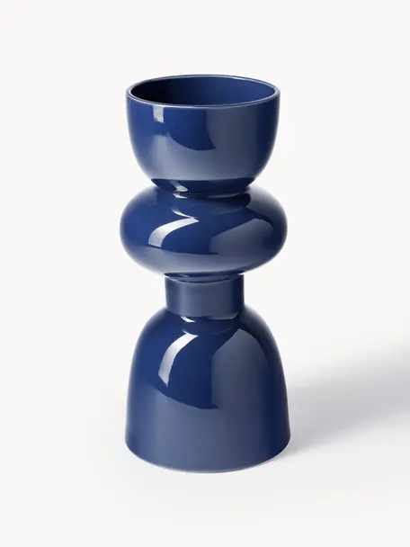 Vase en grès Sarus, Grès cérame, Bleu, Ø 16 x haut. 35 cm