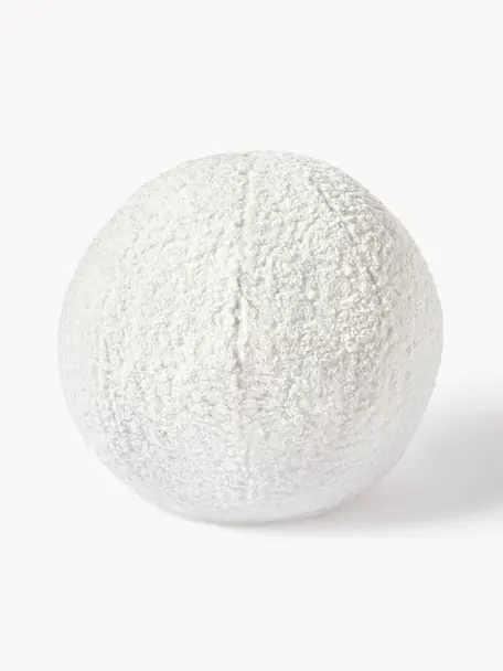 Teddy-Pouf Cesar, Teddy (100 % Polyester), Weiß, Ø 51 x H 51 cm