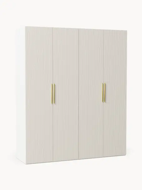 Modularer Drehtürenschrank Simone, 200 cm Breite, mehrere Varianten, Korpus: Spanplatte, FSC-zertifizi, Holz, Hellbeige, Basic Interior, B 200 x H 200 cm