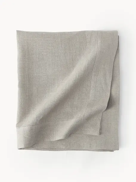 Mantel de lino Alanta, Greige, De 6 a 8 comensales (L 250 x An 160 cm)