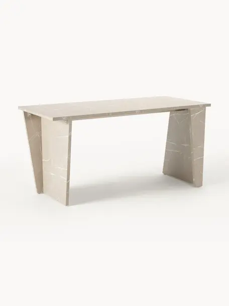 Schreibtisch Liam in Travertin-Optik, Mitteldichte Holzfaserplatte (MDF), mit Melaminfolie überzogen, Beige, Travertin-Optik, B 120 x T 60 cm