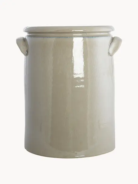 Osłonka na doniczkę Pottery, Biała glina, Jasny beżowy, Ø 30 x 36 cm
