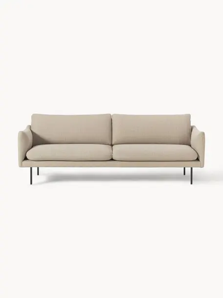 Sofa Moby (3-Sitzer), Bezug: Polyester Der hochwertige, Gestell: Massives Kiefernholz, Webstoff Beige, B 220 x T 95 cm