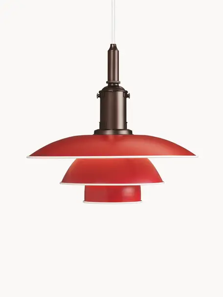 Hanglamp PH 3½-3, Lampenkap: gecoat aluminium, Rood, koper, Ø 33 x H 31 cm