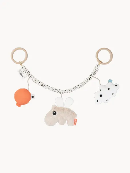 Kinderwagenketting Happy Clouds, Bekleding: 80% polyester, 20% katoen, Beige, meerkleurig, L 46 x H 13 cm