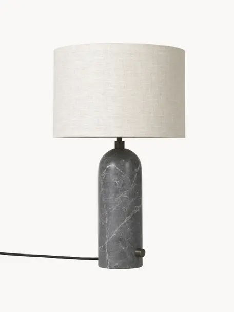 Grande lampe à poser avec pied en marbre Gravity, tailles variées, Beige clair, gris foncé marbré, Ø 41 x haut. 65 cm