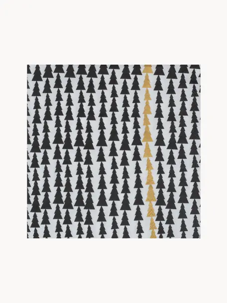Papieren servetten Christmastree, 20 stuks, Papier, Wit, zwart, goudkleurig, patroon, B 33 x L 33 cm