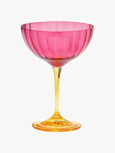 Coupes à champagne Jazzy, 2 pièces, Verre, Rose vif, orange, transparent, Ø 11 x haut. 16 cm, 210 ml