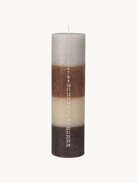 Adventní svíčka Helfarvet, Parafín, Hnědá, béžová, Ø 7 cm, V 25 cm