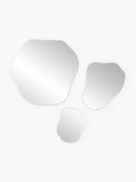 Set de espejos de pared sin marco Lia, 3 uds., Parte trasera: tablero de fibras de dens, Espejo: cristal, Plateado, Set de diferentes tamaños