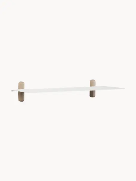 Mensola Nivo, Ripiano: acciaio, rivestito, Struttura: legno di rovere, Legno di quercia bianco, Larg. 64 x Alt. 8 cm